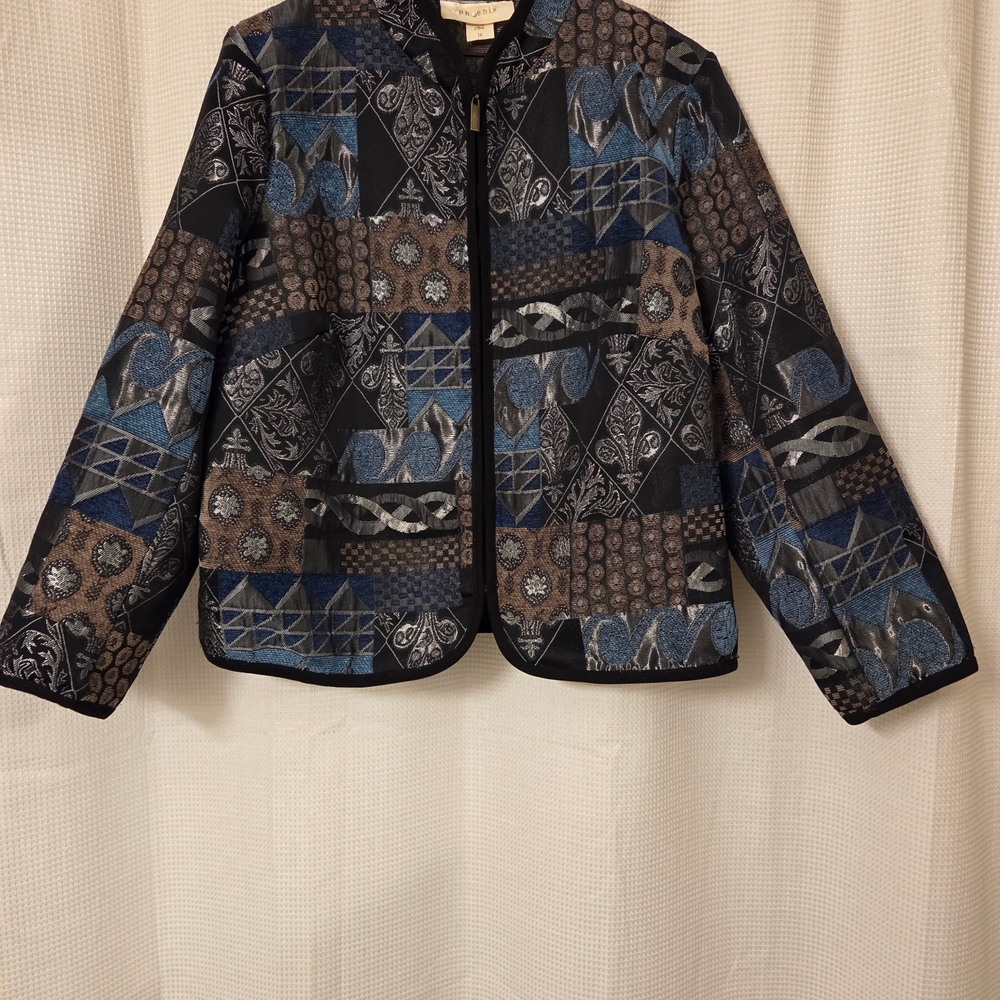 Phenix Blue and Brown Patchwork Blazer - image 1